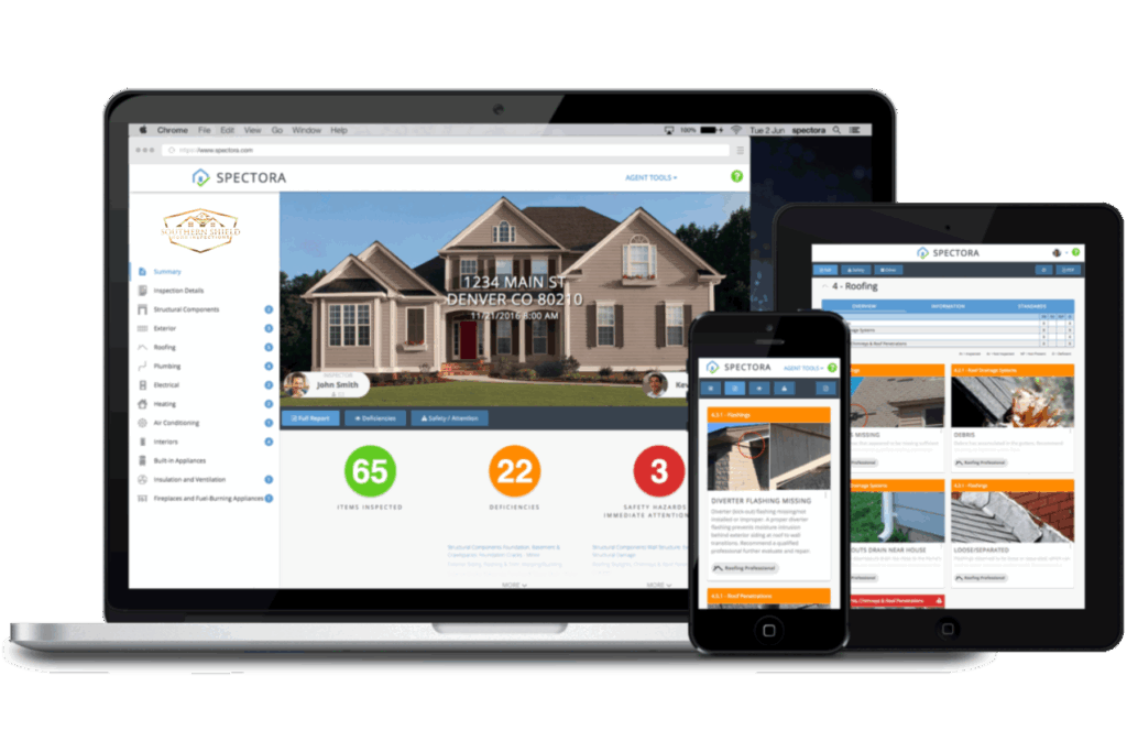 Southern Shield Home Inspection Report mockup